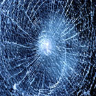 Broken glass held by safety window film